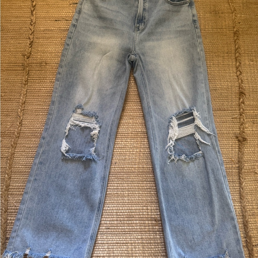 RISEN JEANS..Trendy Distressed Blue Boyfriend Jeans